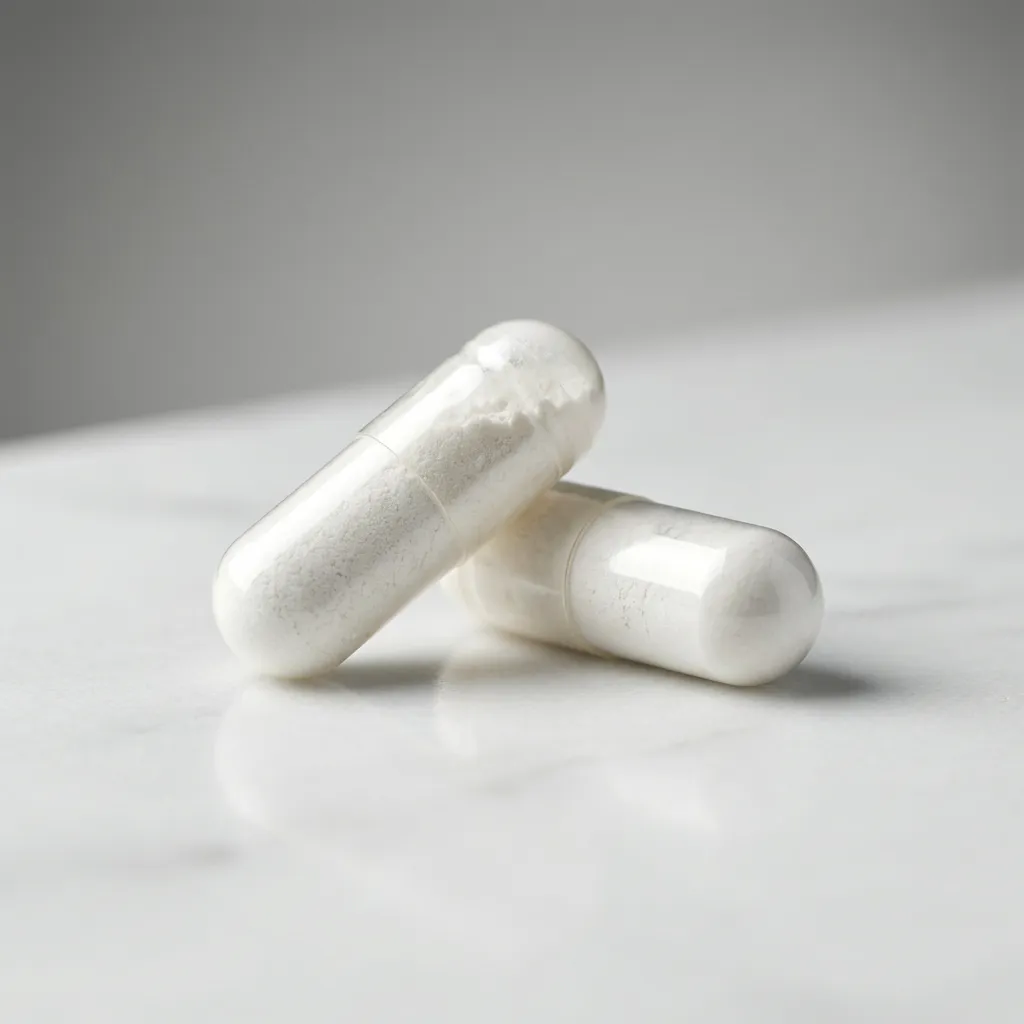 Două capsule ENDORA™ pe marmură — doza zilnică recomandată