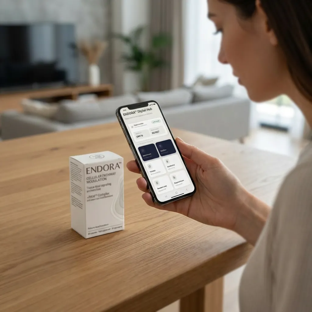 Clientă ENDORA™ scanează cutia cu telefonul pentru verificare NFC